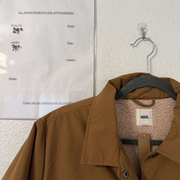 VANS Jacket Womens XL Brown Sherpa Lined MTE Coaches Snap Longline NWT - Picture 9 of 9